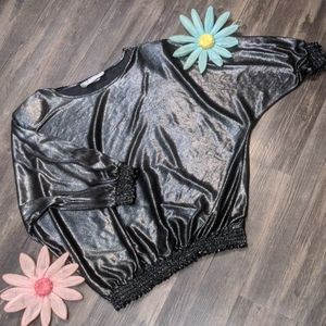 VINTAGE metallic scrunch waist w/shoulder pads